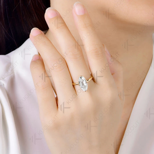 Kuololit 4CT OMC Oval Moissanite Engagement Ring for Women Solid 14K 10K Yellow Gold Custom Ring for Anniversary Christmas Gift