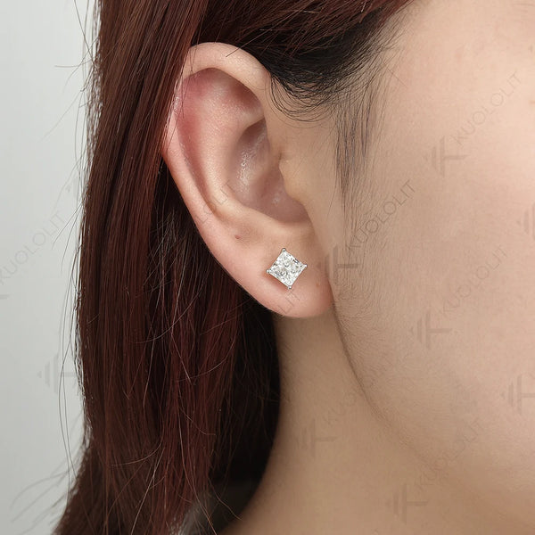 Kuololit 2CTW Moissanite Stud Earrings for Women Solid 18K 14K 10K 585 White Gold Anniversary Earrings for Christmas Gifts GRA