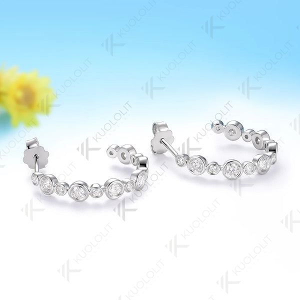 Kuololit 0.81CTW Lab Grown Diamonds Custom Stud Earrings for Women Solid 14K 10K 585 White Gold Stud Earrings for Christmas Gift