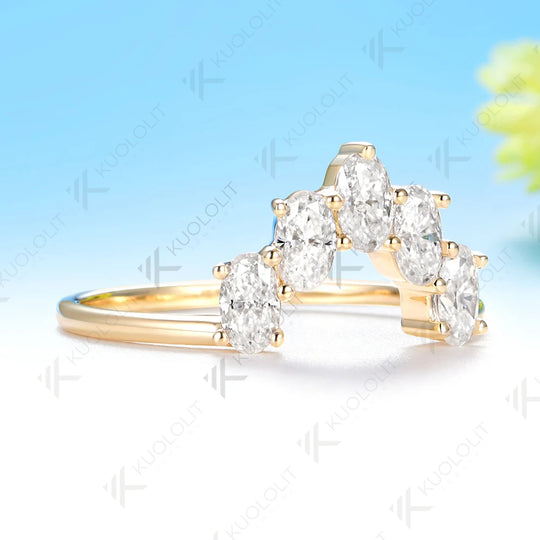 Kuololit 1.5CTW Oval Cut Moissanite Ring for Women Solid 14K 10K Yellow Gold Ring for Anniversary Christmas Gifts Party Custom