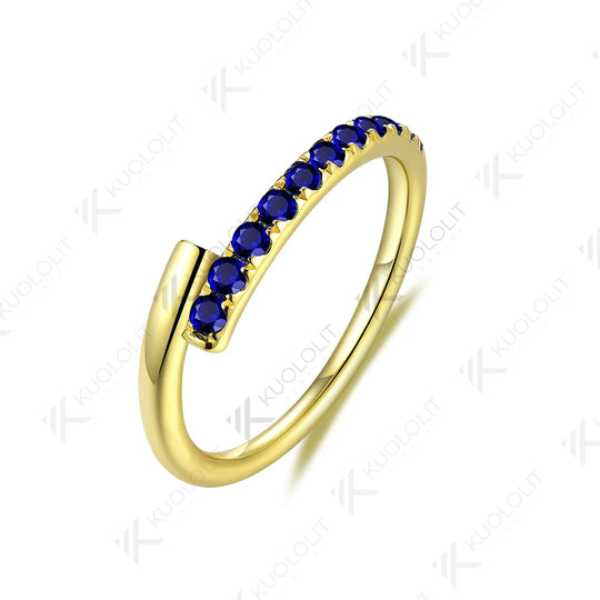 Kuololit 0.33CTW Lab Grown Blue Sapphire Band Rings for Women Solid 18K 14K 10K Gold Wedding Band Ring for Engagement Christmas