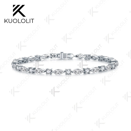 Kuololit 6.8CTW Lab Grown Diamond Tennis Bracelet for Women Solid 18K 14K 10K 585 Yellow Gold DVS1Diamond Bracelet for Christmas
