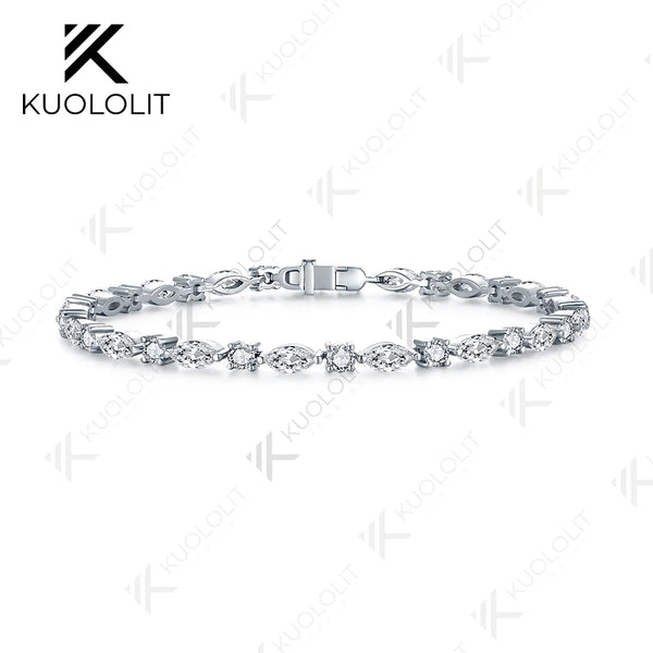 Kuololit 6.8CTW Lab Grown Diamond Tennis Bracelet for Women Solid 18K 14K 10K 585 Yellow Gold DVS1Diamond Bracelet for Christmas