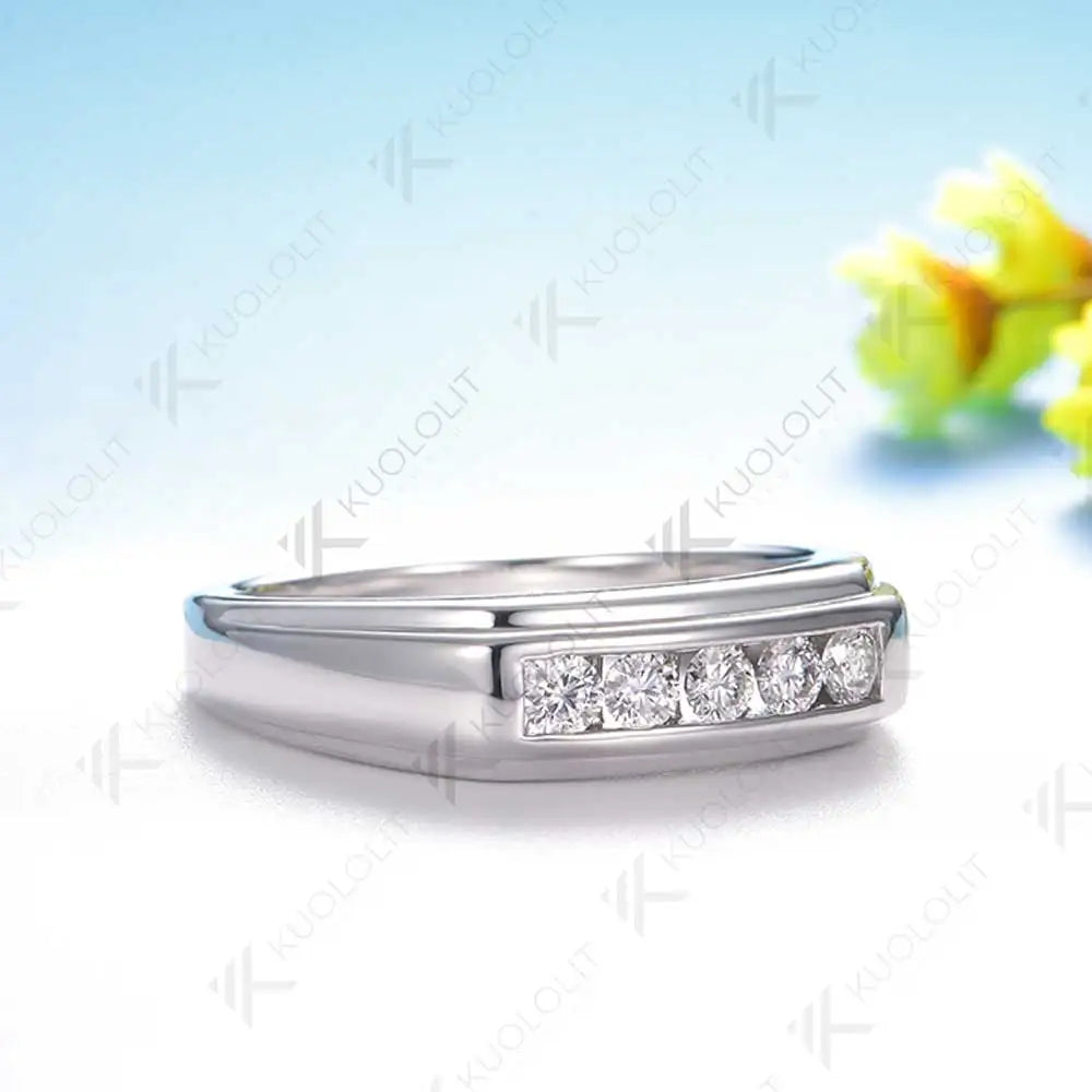 Kuololit 0.4CTW Lab Grown Diamonds Ring for Women Men Solid 14K 10K White Gold Ring for Half Wedding Band for Christmas Gifts