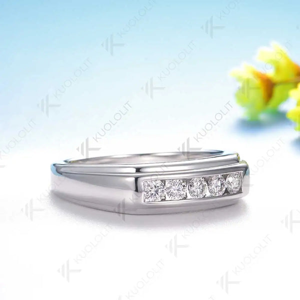 Kuololit 0.4CTW Lab Grown Diamonds Ring for Women Men Solid 14K 10K White Gold Ring for Half Wedding Band for Christmas Gifts