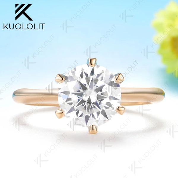 Kuololit 3CT IGI Lab Grown Diamonds Custom Ring for Women Solid 14K 10K Yellow Gold Ring for Anniversary Christmas Gifts Party