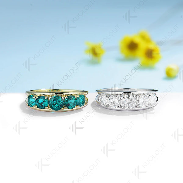 Kuololit 1.9CTW Lab Grown Emerald Gemstone Engagement Rings for WomenSolid18K14K10K Yellow Gold for Party Wedding Christmas Gift