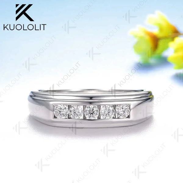 Kuololit 0.4CTW Lab Grown Diamonds Ring for Women Men Solid 14K 10K White Gold Ring for Half Wedding Band for Christmas Gifts