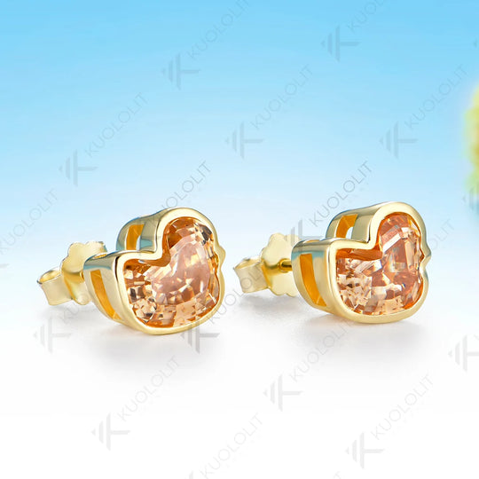 Kuololit 3CTW Duck Champagne Moissanite Clip Earring for Women Solid 14K 10K Yellow Gold Animal Earring for Christmas Gift Party
