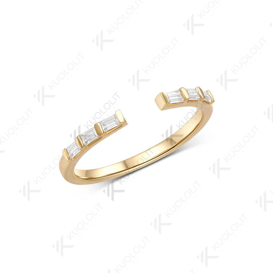Kuololit 0.9CTW Moissanite Custom Open Ring for Women Solid 14K 10K 585 Yellow Gold Match Engagement Wedding Band for Christmas