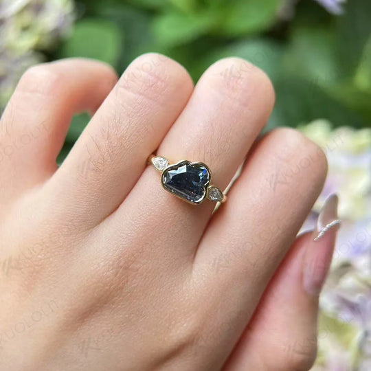 Kuololit 2CT Blue Cloudy Moissanite Engagement Ring for Women Solid 18K 14K 10K Gold Ring for Anniversary Engagement Christmas Classic Gift