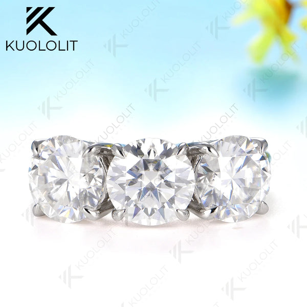 Kuololit 6CTW IGI Lab Grown Diamonds Custom Ring for Women Solid 14K 10K Yellow Gold Ring for Anniversary Christmas Gifts Party