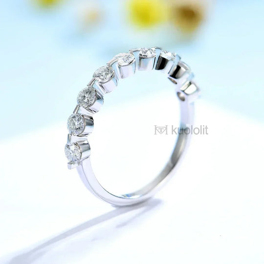 Kuololit 0.54CT Lab Diamonds Solid 18K 14K White Gold Bubble Ring for Women DEF VS Diamonds Matching Band for Engagement  Fine