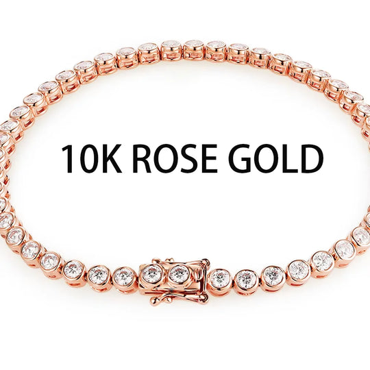 Kuololit Bezel Set Moissanite Tennis Bracelet for Women Solid 14K 10K 925silver Round D VVS1 Bracelet for Engagement Christmas