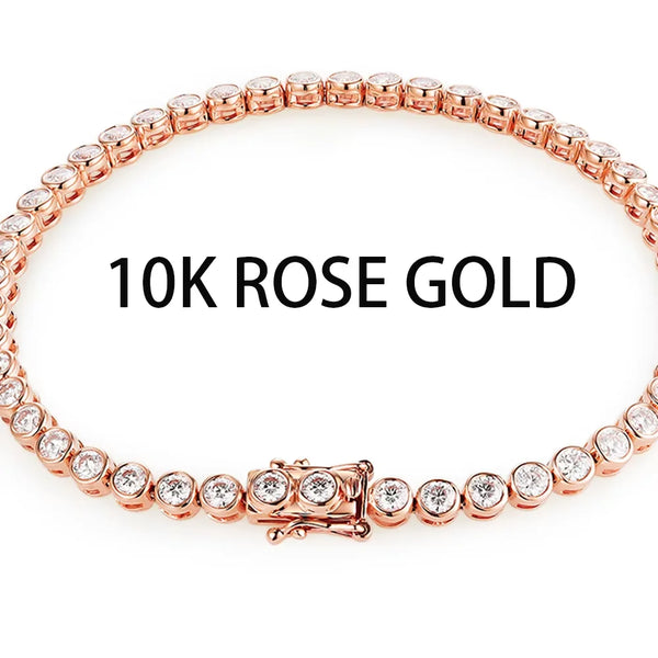 Kuololit Bezel Set Moissanite Tennis Bracelet for Women Solid 14K 10K 925silver Round D VVS1 Bracelet for Engagement Christmas