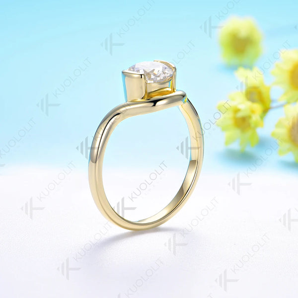 Kuololit 1.2ct Moissanite Ring for Women Solid 18K 14K 10K Gold Ring for Anniversary Engagement Gifts  Christmas Wedding