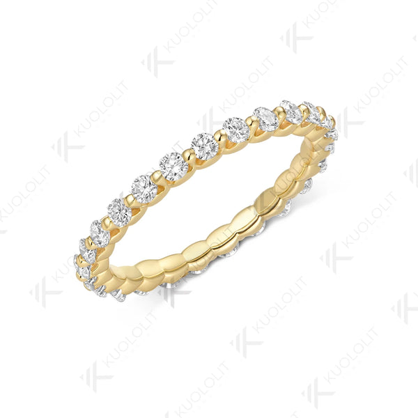 Kuololit  0.75CTW Lab Diamond Wedding Band for Women Solid 14K 10K Yellow Gold Eternity Full Band Ring for Engagement Christmas