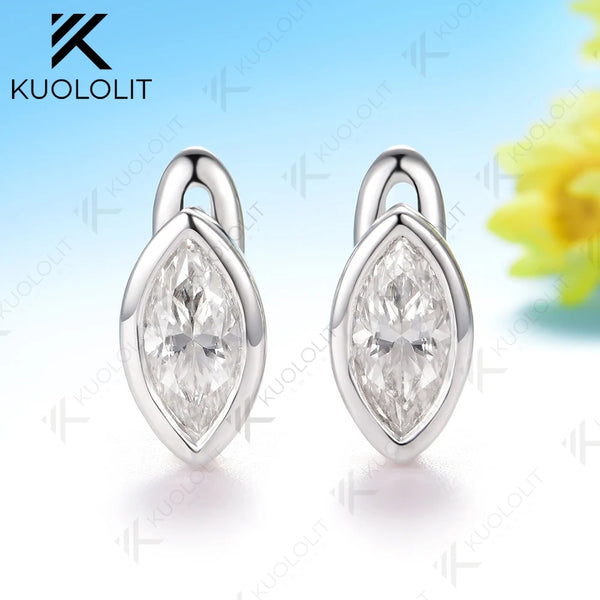 Kuololit 1CTW Lab Grown Diamonds Clip Earrings for Women Solid 14K 10K 585 Yellow Gold Hoop Earrings for Christmas Gift Luxury