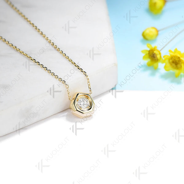 Kuololit Lab Grown Diamond Necklaces for Women Solid 925 14K 10K Gold 925 Silver Pendant Chain for Engagement Wedding Party Christmas