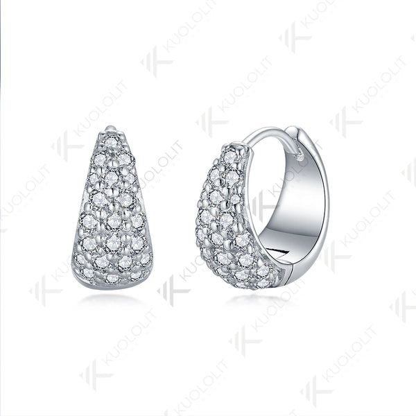 Kuololit Moissanite Hoop Earrings for Women Solid 18K 14K 10K Yellow Gold U Earring for Party Christmas Classic Engagement