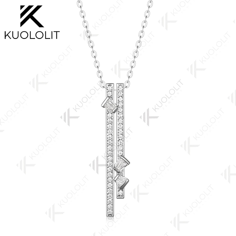 Kuololit 0.5CTW Moissanite Necklace for Women Solid 14K 10K 585 White Gold Necklace for Christmas Gifts Party Engagement