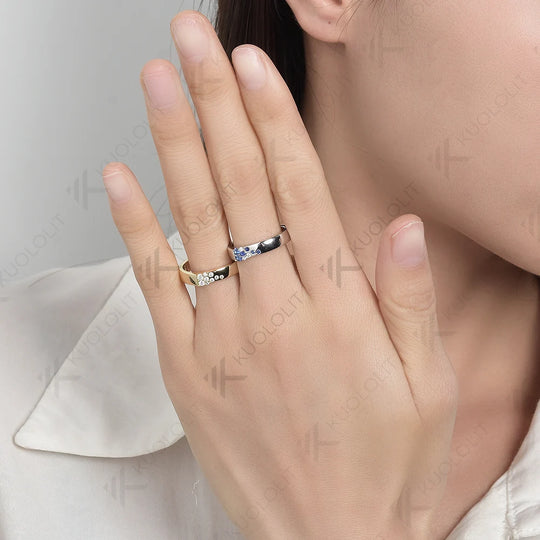 Kuololit PT900 0.17CTW Lab Grown Sapphire Wide Band for Men Women Platinum 900 Gold for Engagement Wedding Band Christmas Gifts