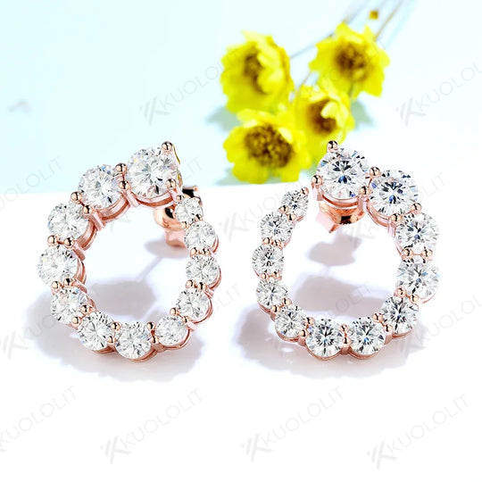 Kuololit 3.4ctw Moissanite Earrings for Women Solid 925 Sterling Silver Luxury Jewelry for Wedding Engagement Party Gift for Her