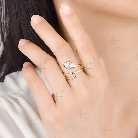Kuololit 1.25ct Moissanite Eemerald Snake Custom Ring for Women Solid 14K10K 585 Yellow Gold for Engagement Christmas Gift Party
