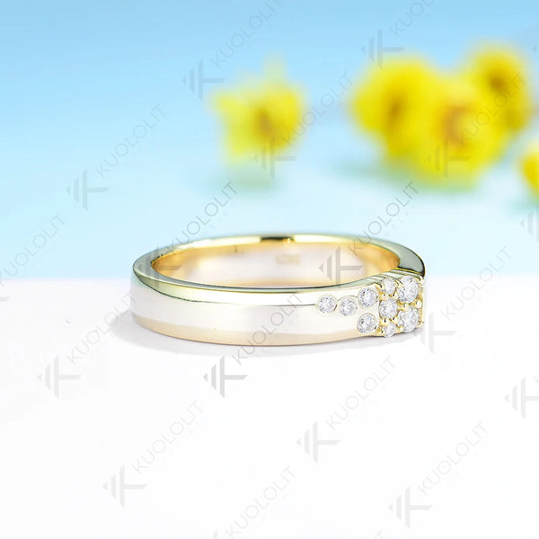 Kuololit 0.17CTW Lab Grown Diamond Wide Band for Men Women Solid 10K 14K Gold 925 Sliver Round Cut For Wedding Christmas Gift