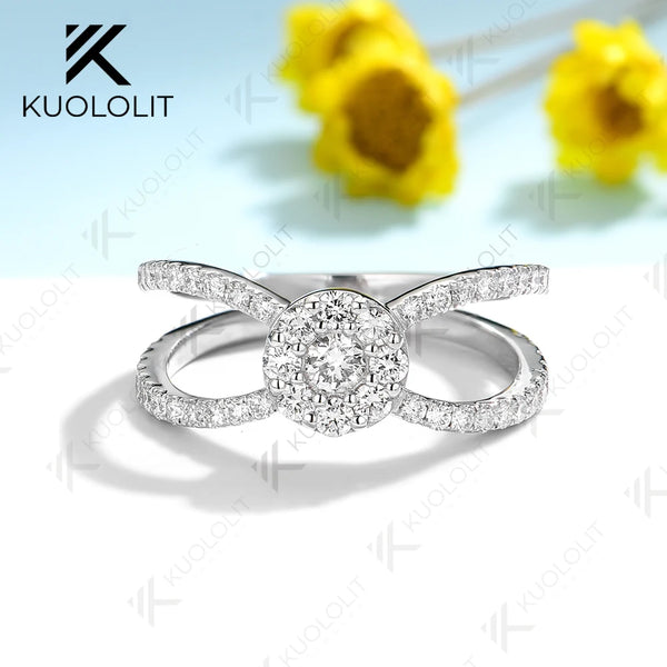 Kuololit 0.8CTW Lab Grown Diamond Engagement Ring for Women Solid 18K 14K 10K 585 White Gold Ring for Engagement Christmas Gifts