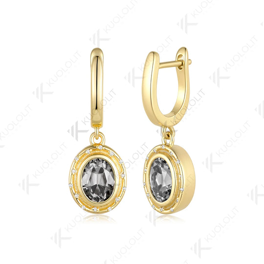 Kuololit 3CTW OMC Grey Moissanite Earrings for Women Solid 14K 10K Yellow Gold Shield Cut Earrings for Christmas Gifts Party