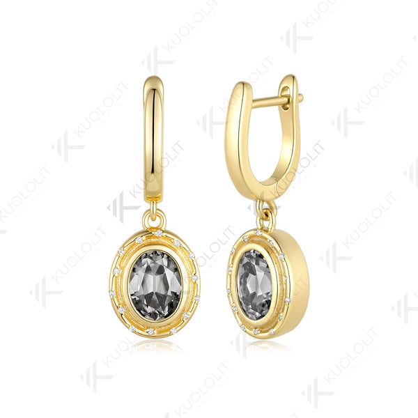 Kuololit 3CTW OMC Grey Moissanite Earrings for Women Solid 14K 10K Yellow Gold Shield Cut Earrings for Christmas Gifts Party