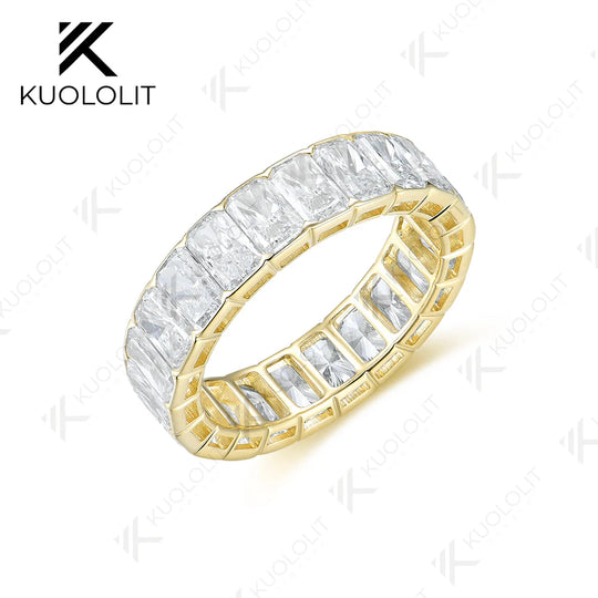 Kuololit 8.8CTW Radiant Cut Lab Grown Diamonds Wedding Rings for Women18K14K10K Yellow Gold Band for Engagement ChristmasGifts