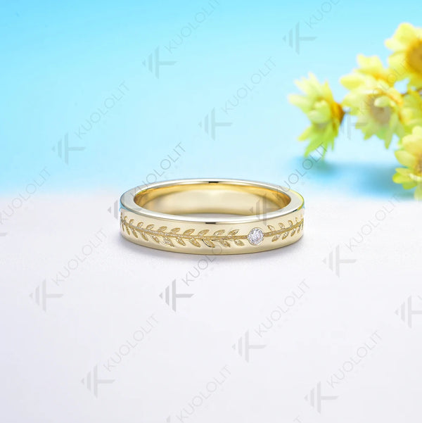 Kuololit 0.03CT Lab Grown Diamond Band for Women Solid 18K 14K 10K Gold D VS1 Diamond Wedding Ring for Anniversary Engagement