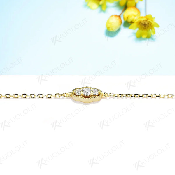 Kuololit Lab Grown Diamonds Bracelets for Women Men 585 18K 10K Silver Adjustable Chain for Engagement Party Christmas Trendy