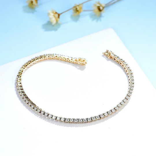 Kuololit Moissanite Bracelet for Women Solid 14K 10K Yellow Gold GRA Moissanite Tennis Bracelet for Engagement Christmas Gifts