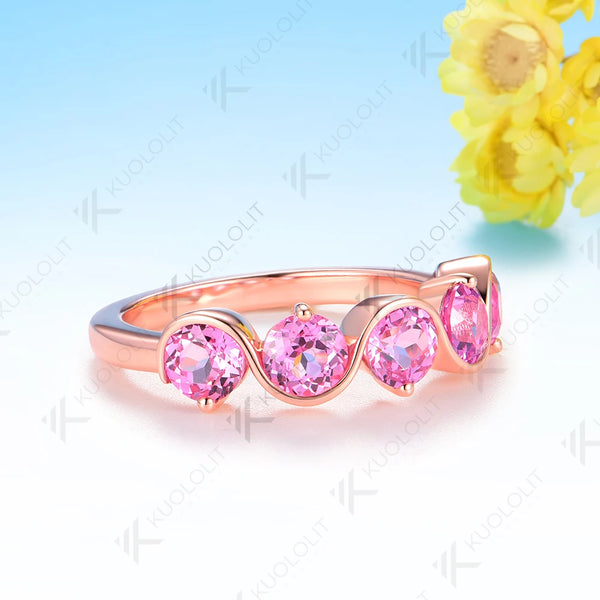 Kuololit 2CTW Lab Grown Pink Sapphire Engagement Rings for Women Solid 14K 10K 585 Rose Gold for Party Wedding Christmas Gifts