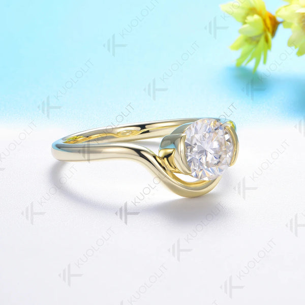 Kuololit 1.2ct Moissanite Ring for Women Solid 18K 14K 10K Gold Ring for Anniversary Engagement Gifts  Christmas Wedding