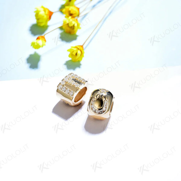 Kuololit Moissanite Necklaces for Women Solid 10K 14K 585 925 Sliver Customize A-Z Lucky Letters Pendant No Chain for Engagement