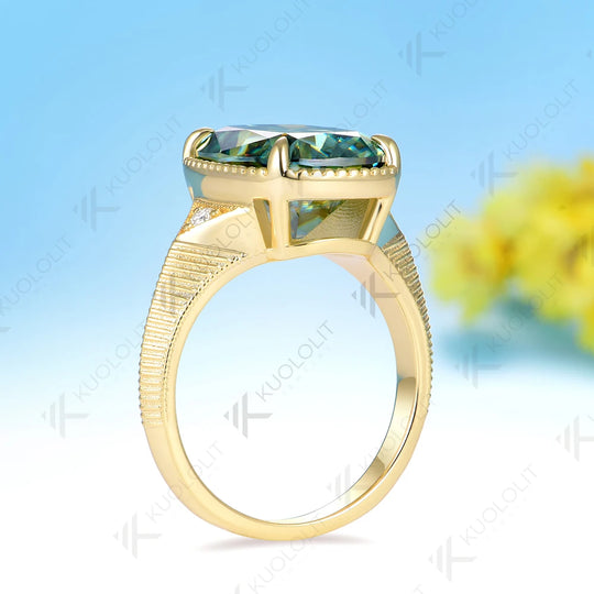 Kuololit 7CT OMC Cyan Cushion Custom Moissanite Engagement Ring for Women Solid 14K 10K 585 Yellow Gold Ring for Christmas Gifts