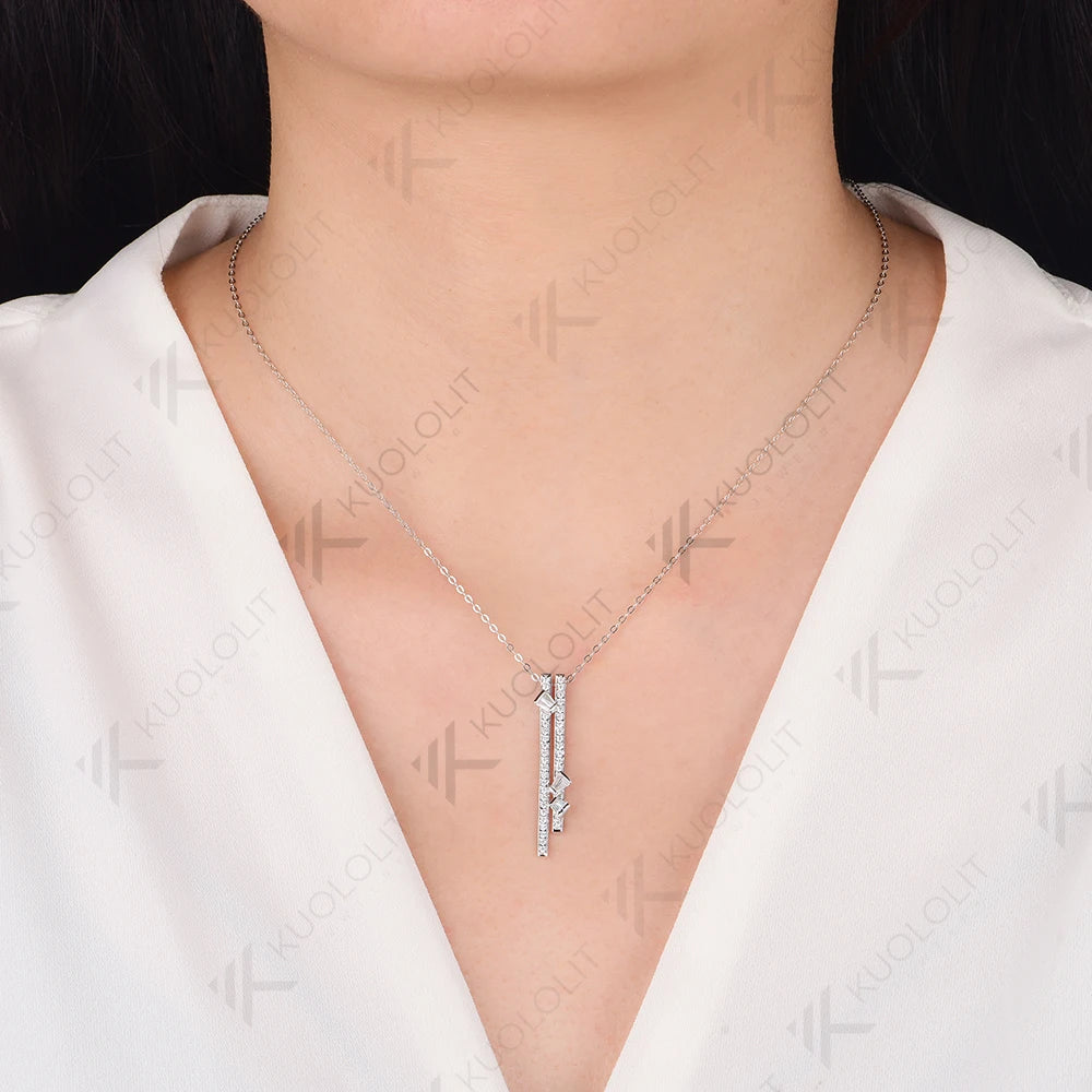 Kuololit 0.5CTW Moissanite Necklace for Women Solid 14K 10K 585 White Gold Necklace for Christmas Gifts Party Engagement