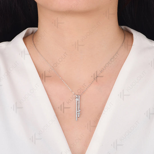 Kuololit 0.5CTW Moissanite Necklace for Women Solid 14K 10K 585 White Gold Necklace for Christmas Gifts Party Engagement