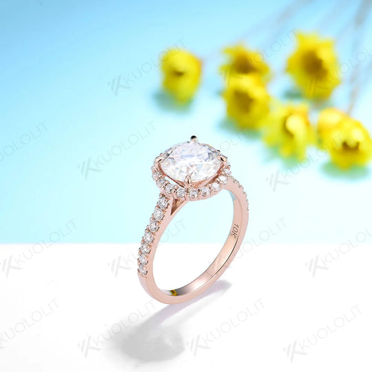 Kuololit 2CT Moissanite Ring for Women Solid 14K 10K 585 PT950 Gold 925 Silver Yellow Gold for Engagement Wedding Christmas Gift