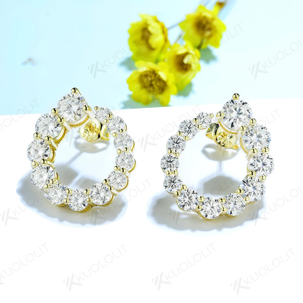 Kuololit 3.4ctw Moissanite Earrings for Women Solid 925 Sterling Silver Luxury Jewelry for Wedding Engagement Party Gift for Her