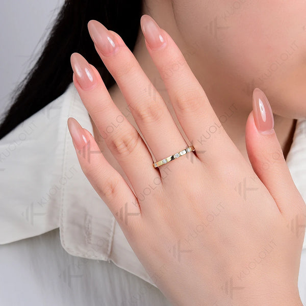 Kuololit 0.3ctw Lab Grown Diamonds Band Rings for Women Solid 14K 10K 585 Yellow Gold Wedding Ring for Christmas Gifts Party