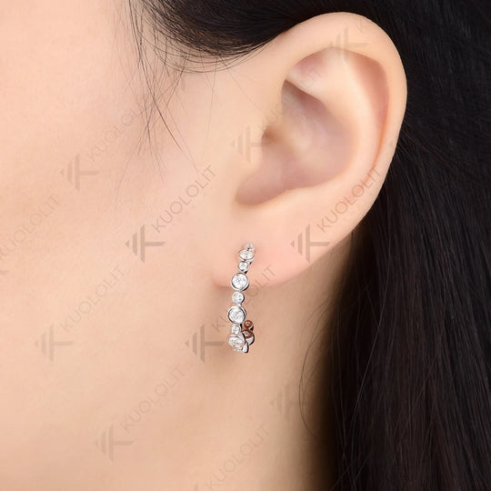 Kuololit 0.81CTW Lab Grown Diamonds Custom Stud Earrings for Women Solid 14K 10K 585 White Gold Stud Earrings for Christmas Gift