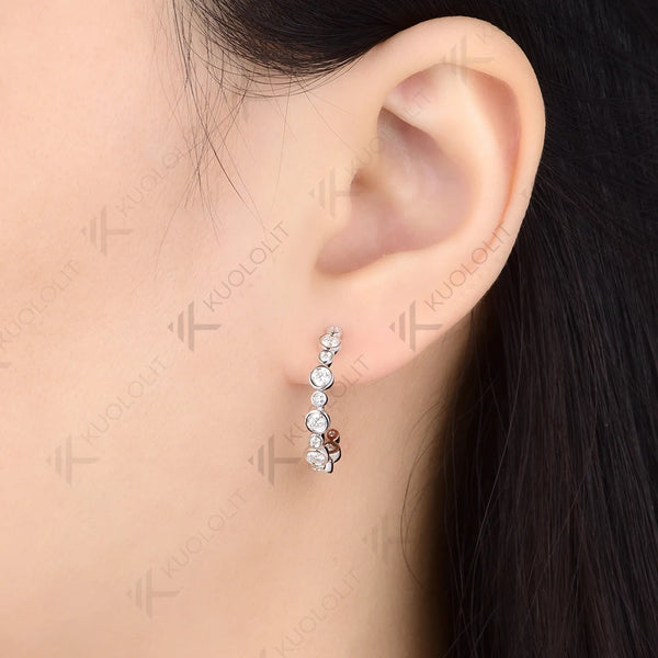 Kuololit 0.81CTW Lab Grown Diamonds Custom Stud Earrings for Women Solid 14K 10K 585 White Gold Stud Earrings for Christmas Gift