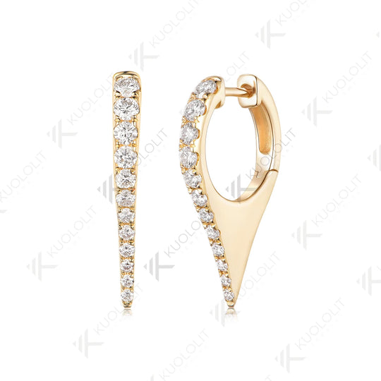 Kuololit 0.53CTW Moissanite Hoop Earrings for Women 14K 10K Solid Gold Yellow Gold Clip Earring for Party Christmas Classic Gift