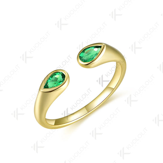 Kuololit 0.7CTW Lab Grown Emerald Band Rings for Women Men Solid 14K 10K 585 Yellow Gold Wedding Band for Christmas Anniversary