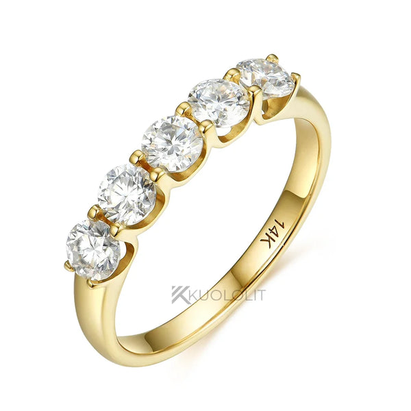 Kuololit 1.3CTW Moissanite Ring for Women Soild 18K 14K Yellow Gold D/VVS1 Round Wedding Band for Engagement Christmas Gifts